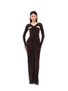 OUDE WAAG 25 Autumn and Winter Knot Stretch Velvet Dress OW-OW-25AW-DS15T1GR590-ML Dark Green